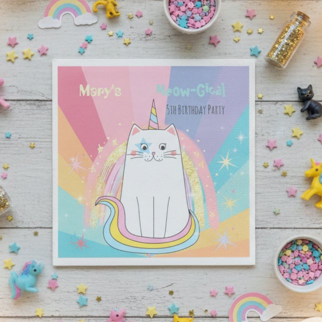 Caticorn Meow-Gical Birthday Serviette (Von Creator hochgeladen)