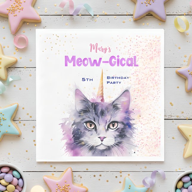 Caticorn Meow-Gical Birthday Serviette (Von Creator hochgeladen)