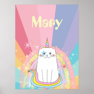 Caticorn Meow-Gical Mädchenposter mit Namen Poster