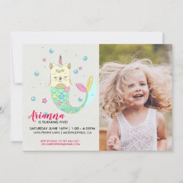 Caticorn Mermaid Geburtstagspartei Einladung