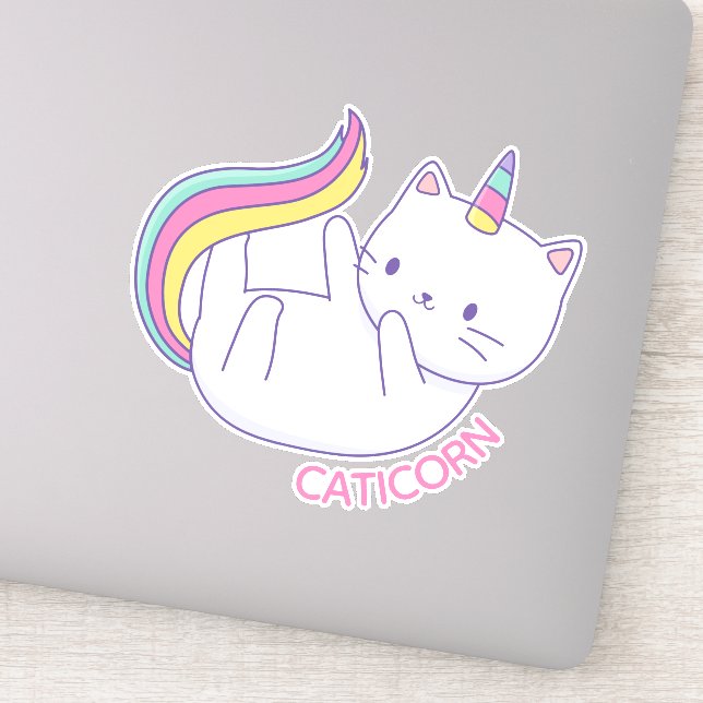 Caticorn Niedlich Unicorn Katzenaufkleber Aufkleber (Detail)