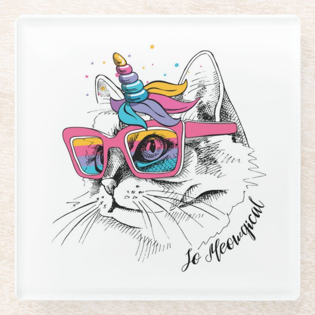 Caticorn| So Glasuntersetzer (Vorderseite)
