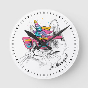 Caticorn   So Meowgical Runde Wanduhr