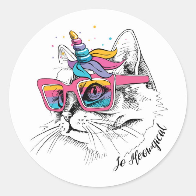 Caticorn | So Runder Aufkleber (Vorderseite)