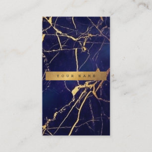 Catina Blue Navy Grungy Gold Marble Vip Visitenkarte