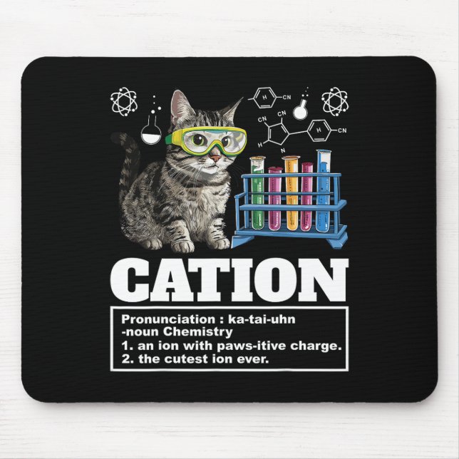 Cation Chemistry Spaß Science Teacher Cat Pun Cat  Mousepad (Vorne)