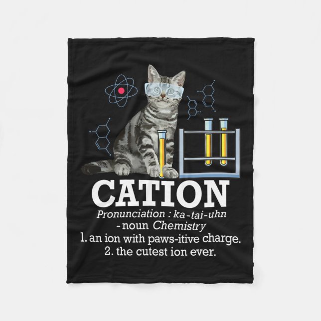 Cation - Funny Chemistry Spaß Science Teacher Cat Fleecedecke (Vorderseite)