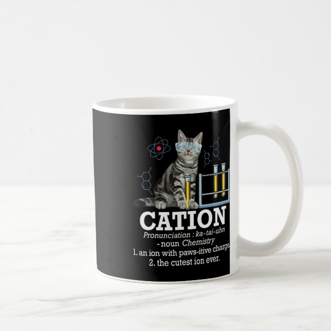 Cation - Funny Chemistry Spaß Science Teacher Cat Kaffeetasse (Rechts)