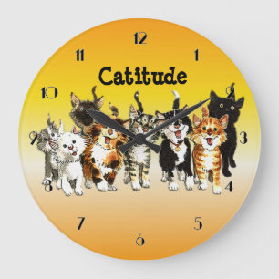 Catitude Niedlich Kitty Cats Wall Clock Große Wanduhr