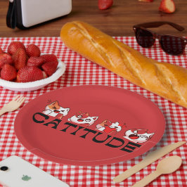 Catitude Paper Plates – Four Kawaii Cat Designs 🐾 Pappteller