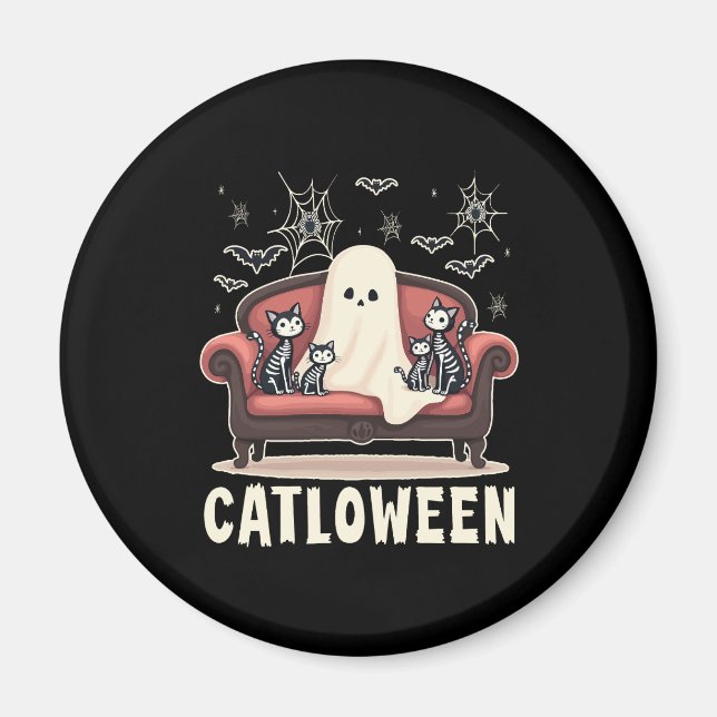 Catloween Ghost Halloween Magnet (Vorne)