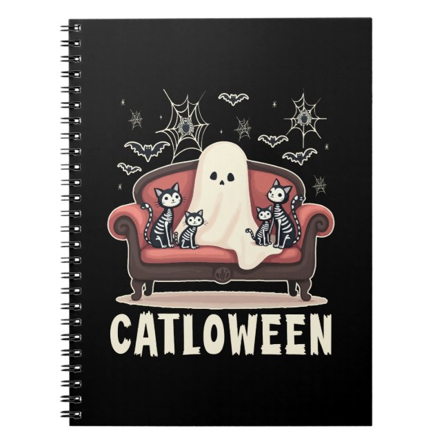Catloween Ghost Halloween Notizblock (Vorderseite)