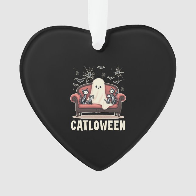 Catloween Ghost Halloween Ornament (Vorderseite)