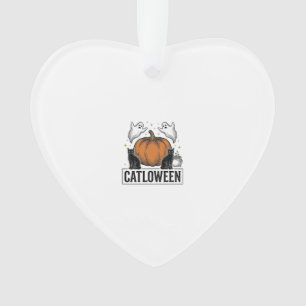 Catloween Schwarze Katze Geist Halloween Vektordes Ornament