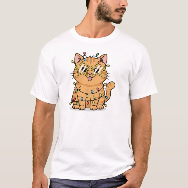 Catmas Mode Activated Funny Cat Christmas Tee (Vorderseite)