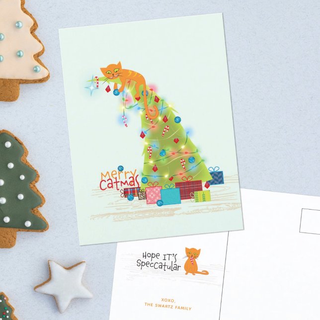Catmas Tree Christmas Card Postkarte (Von Creator hochgeladen)
