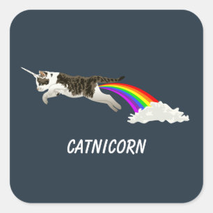 Catnicorn - Ich Kackte Regenbogen Quadratischer Aufkleber