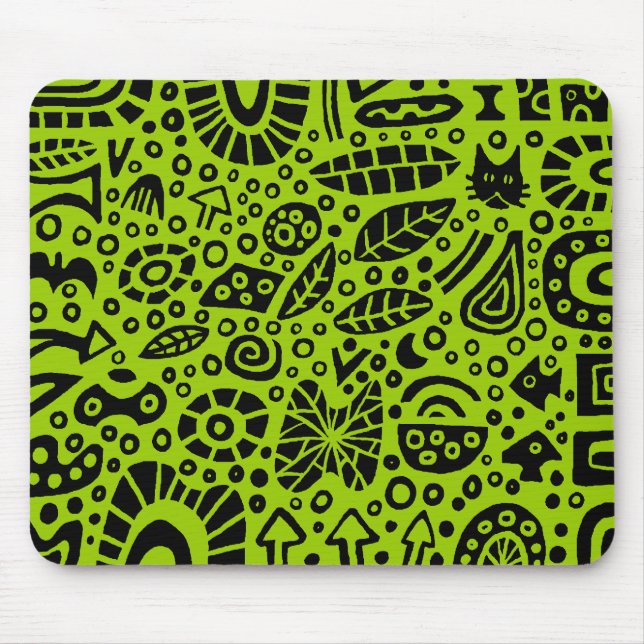 Catnip Dreams - Black on Green 99CC00 Mousepad (Vorne)