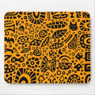 Catnip Dreams - Black on Orange FF900 Mousepad