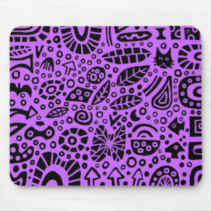 Catnip Dreams - Schwarz auf Lila CC66FF Mousepad