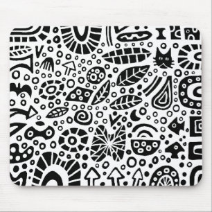 Catnip Dreams - Schwarz auf Weiß Mousepad