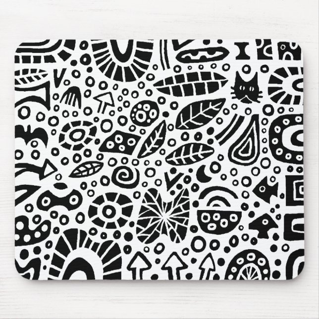 Catnip Dreams - Schwarz auf Weiß Mousepad (Vorne)