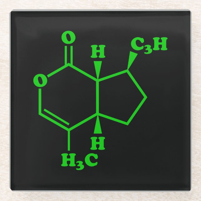 Catnip Nepetalacton Molekulare chemische Formel Glasuntersetzer (Vorderseite)