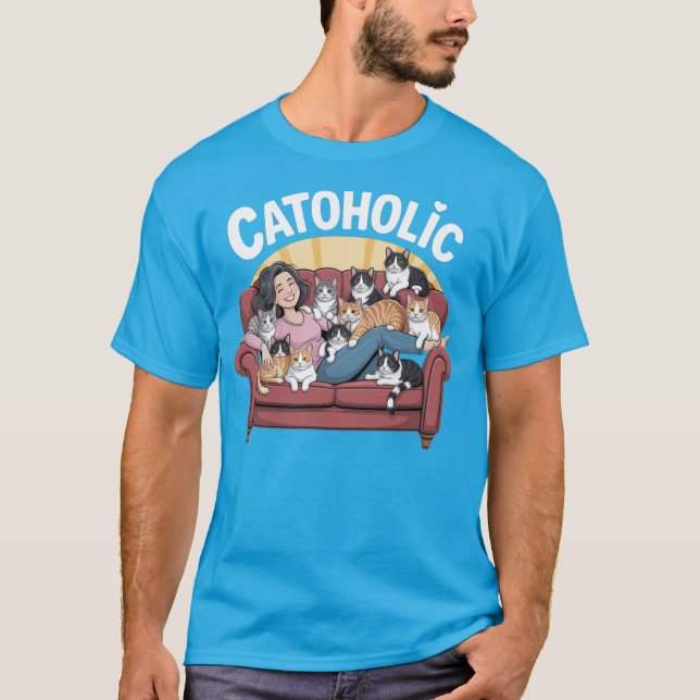 CATOHOLIC - Funny Cat Lover T - Shirt (Vorderseite)