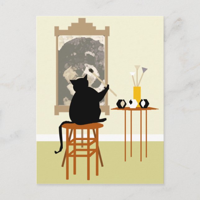 CatPaintingDog Postkarte (Vorderseite)
