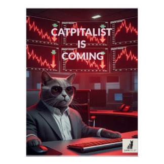 Catpitalist: Funny Market Crash Art Print Poster