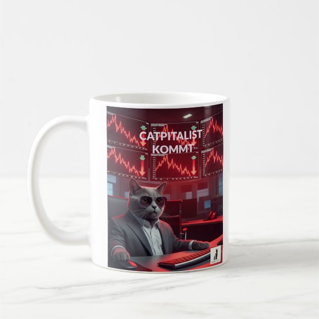 Catpitalist: Marktcrash-Komödie-Tasse Kaffeetasse (Links)