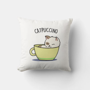 Catpuccino Funny Kitty Cat In Cup Puff Kissen
