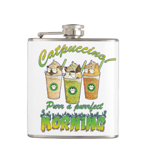 Catpuccino - Purr a Purfect Morning   Niedliche Ka Flachmann
