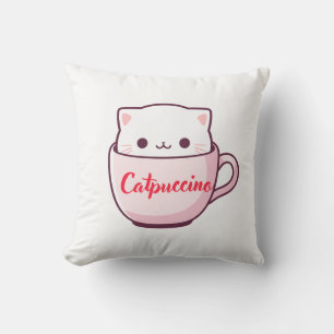 "Catpuccino Süße Katzen-Kaffeetasse-Wurfkissen Kissen