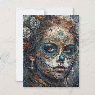 Catrina Azul RSVP Karte