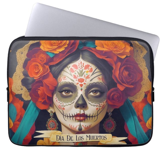 Catrina Day of the Dead 1 with text Laptopschutzhülle (Vorderseite)