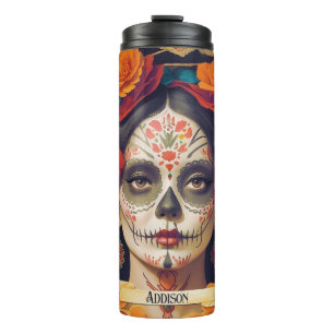 Catrina Day of the Dead 1 with text Thermosbecher