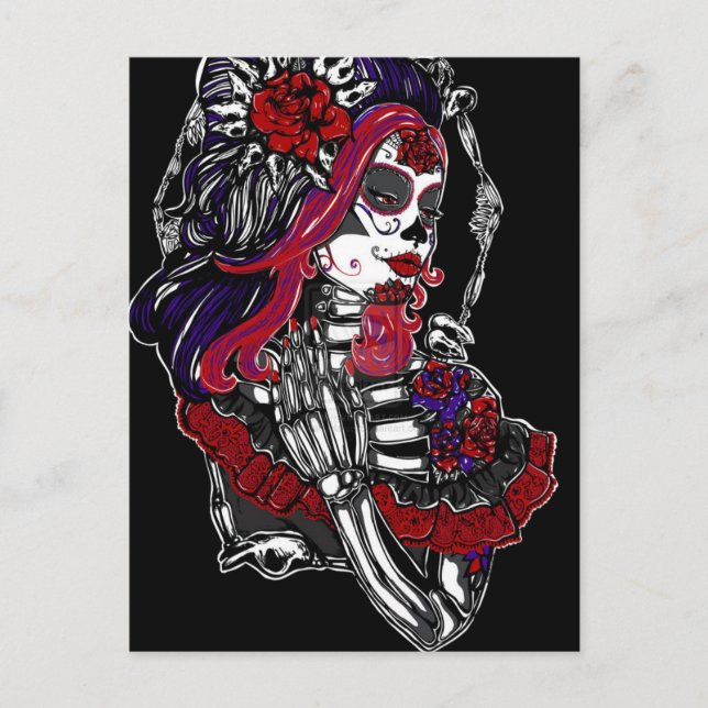 Catrina Day of the Dead Postkarte (Vorderseite)