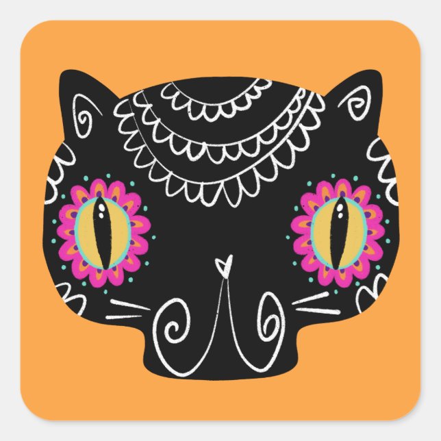 Catrina Day of the Dead Quadratischer Aufkleber (Vorderseite)