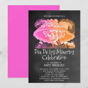 Catrina Dia De Los Muertos Chalkboard Party Einladung