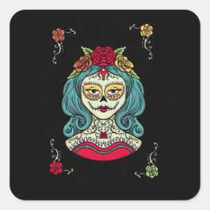 Catrina Día de Muertos Web Quadratischer Aufkleber