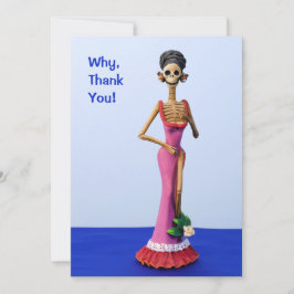 Catrina in einem rosa Kleid Danke Karte