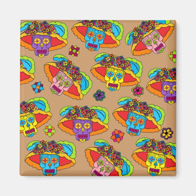 Catrina Sugar Skull Magnet (Vorne)