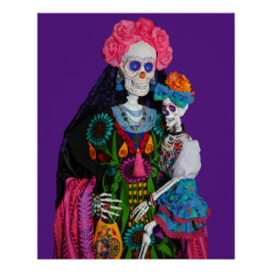Catrina und Calavera Child Sugar Skull Leinwand Poster