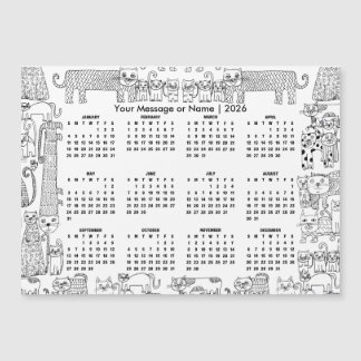 Cats 2026 Calendar Personalized Message or Name Magnetkarte