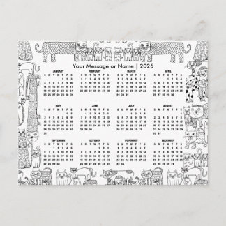 Cats 2026 Calendar Personalized Message or Name Postkarte