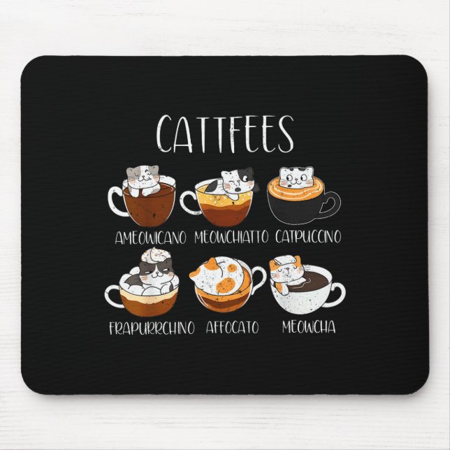 Cats &amp; Coffee Lover Funny Caffeine Quote Cattf Mousepad (Vorne)