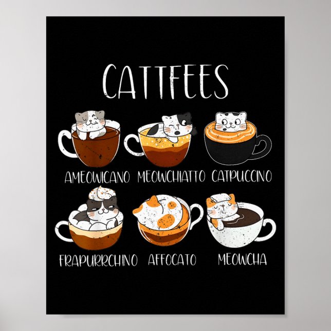 Cats &amp; Coffee Lover Funny Caffeine Quote Cattf Poster (Vorne)