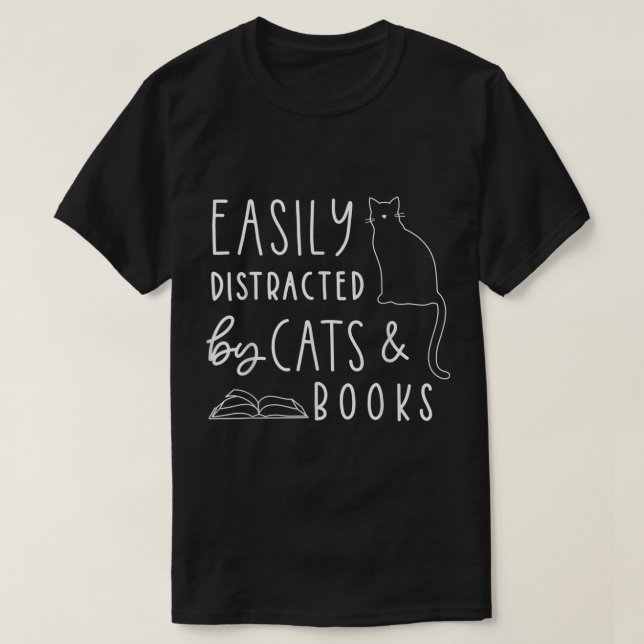 Cats and Books Lover Funny Reading Tee (Design vorne)
