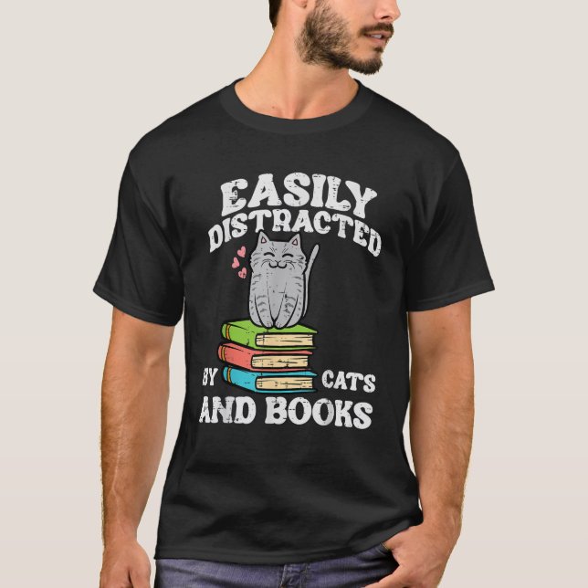 Cats And Books Read Reading Librarian Book Across  T-Shirt (Vorderseite)